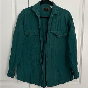 Vintage Eddie Bauer Green Men's Button-Up Shirt